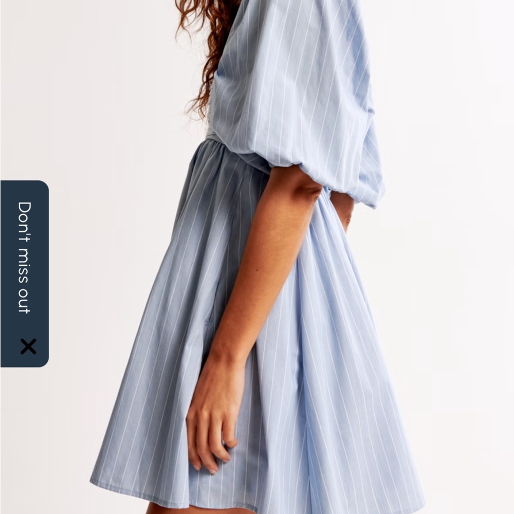 Abercrombie & Fitch Light Blue Puff Sleeve Mini Dress - Picture 4 of 6
